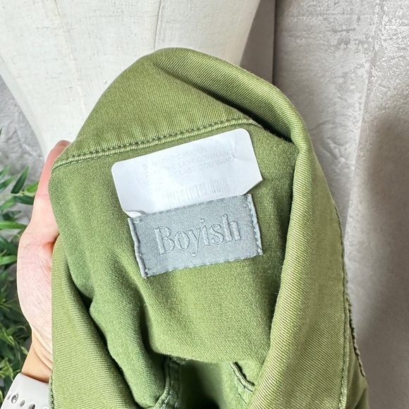BOYISH Women’s The Camden Denim Cropped Utility Jacket Army Green Sz XS - Picture 5 of 16